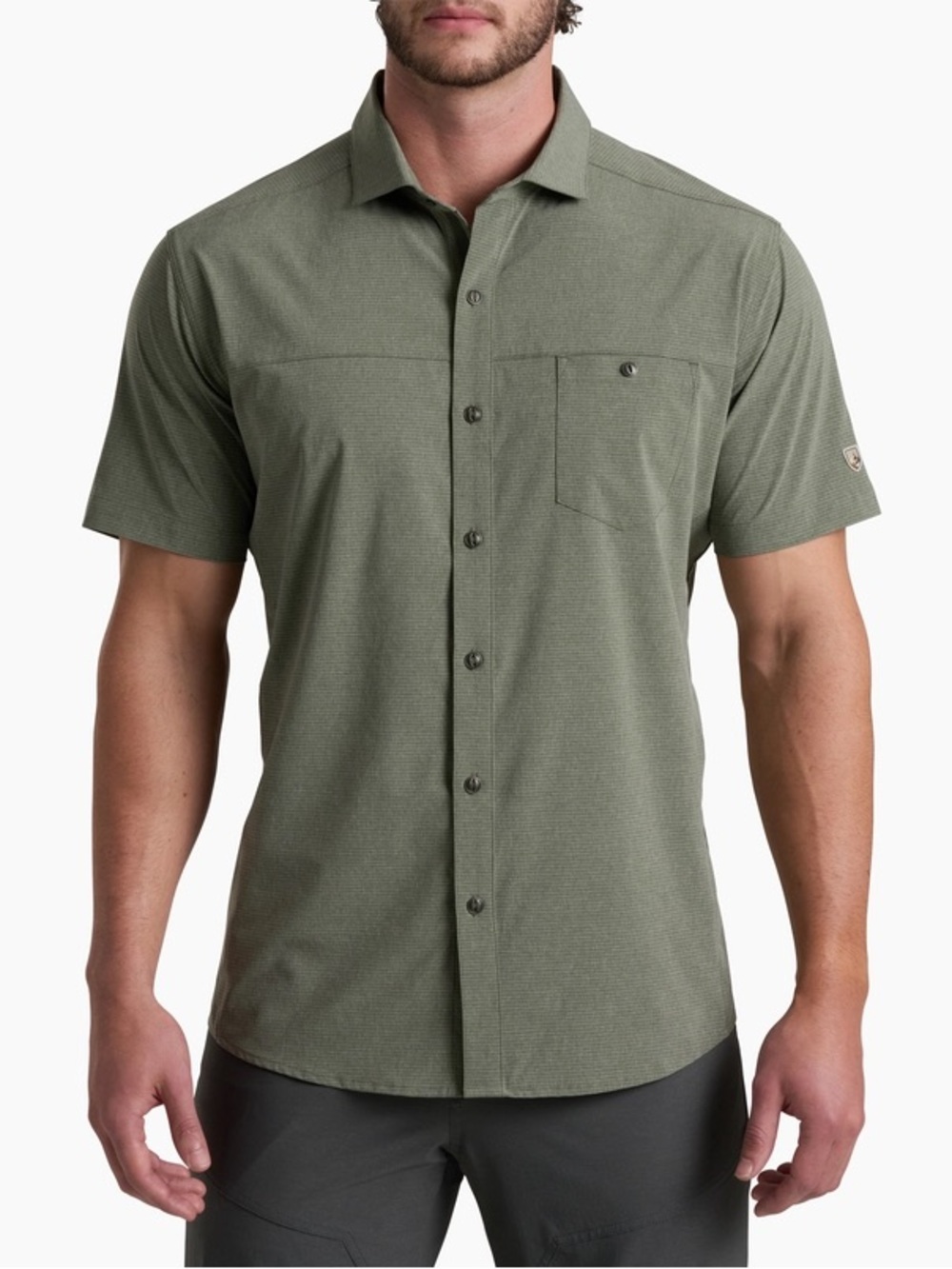 Kuhl Short Sleeve Button Down Green Shirt Mens M